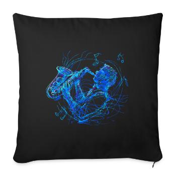 SAXOPHONE, SAX PLAYER RETRO LINE SAXOPHONE T SHIRT - Sofa pillowcase 17,3'' x 17,3'' (45 x 45 cm) - black - Front