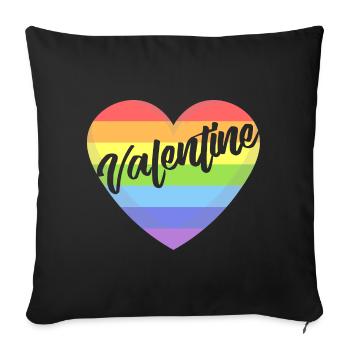 Valentine's Day lgbt heart gay pride t-shirt - Sofa pillowcase 17,3'' x 17,3'' (45 x 45 cm) - black - Front