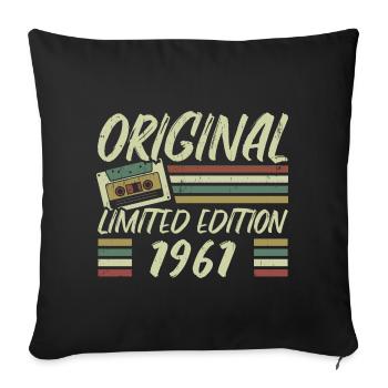 Jahrgang 1961 Retro 1961 Geburtstagsgeschenk - Sofakissenbezug 45 x 45 cm - Schwarz - Vorne