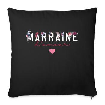 Marraine d’amour fleurs- idée cadeau marraine - Housse de coussin décorative 45 x 45 cm - noir - Devant