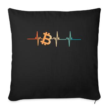 Battement de cœur bitcoin - Housse de coussin décorative 45 x 45 cm - noir - Devant