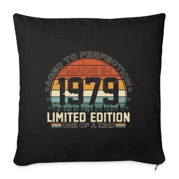 1979 Vintage né Vintage cadeau d’anniversaire - Housse de coussin décorative 45 x 45 cm - noir - Devant