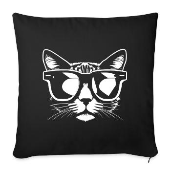 Lustige Katze mit Sonnenbrille Kätzchen Sonnenbrille Katzen - Sofakissenbezug 45 x 45 cm - Schwarz - Vorne