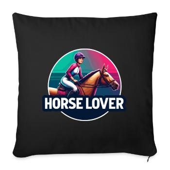 Emblème du cavalier équestre - Housse de coussin décorative 45 x 45 cm - noir - Devant