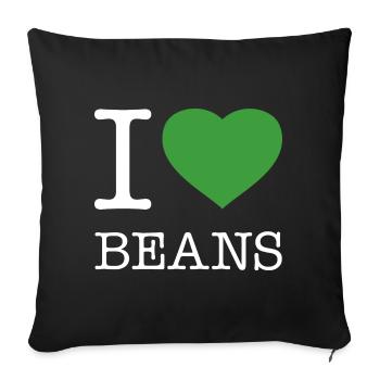 I LOVE BEANS Bohnen - Sofakissenbezug 45 x 45 cm - Schwarz - Vorne