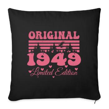 Cadeau 75e Anniversaire 1949 Femme | Né en 1949 - Housse de coussin décorative 45 x 45 cm - noir - Devant