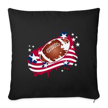 Football Graffiti Motiv mit amerikanischer Flagge - Sofakissenbezug 45 x 45 cm - Schwarz - Vorne