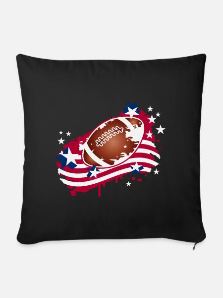 Football Graffiti Motiv mit amerikanischer Flagge - Sofakissenbezug 45 x 45 cm - Schwarz