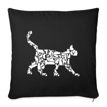 Dessin de chat - Housse de coussin décorative 45 x 45 cm - noir - Devant