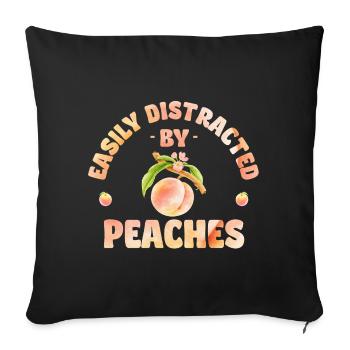 Easily distracted by peaches - Sofakissenbezug 45 x 45 cm - Schwarz - Vorne