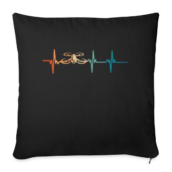Heartbeat Drone - Sofa pillowcase 17,3'' x 17,3'' (45 x 45 cm) - black - Front