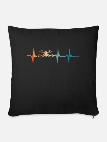 Heartbeat Drone - Sofa pillowcase 17,3'' x 17,3'' (45 x 45 cm) - black