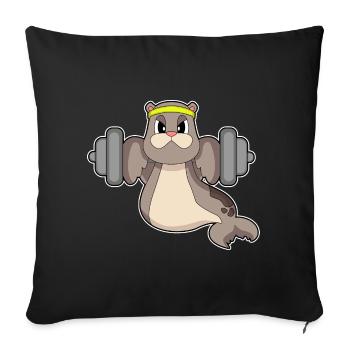 Seal Bodybuilder Barbell Bodybuilding - Sofa pillowcase 17,3'' x 17,3'' (45 x 45 cm) - black - Front