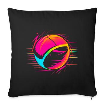 Ballon de volley-ball Retrowave Look - Housse de coussin décorative 45 x 45 cm - noir - Devant