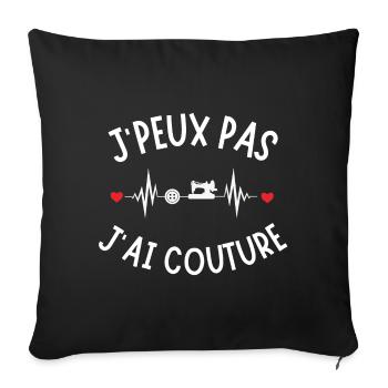 Sewing, embroidery, sewing machine - Sofa pillowcase 17,3'' x 17,3'' (45 x 45 cm) - black - Front