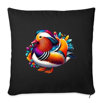 Mandarin duck - Sofa pillowcase 17,3'' x 17,3'' (45 x 45 cm) - black - Front