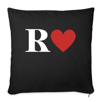 Letter r red heart - Sofa pillowcase 17,3'' x 17,3'' (45 x 45 cm) - black - Front