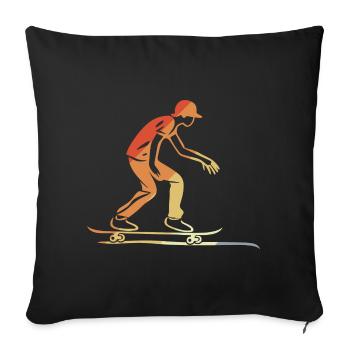 Skateboarder Graphique Rétro - Housse de coussin décorative 45 x 45 cm - noir - Devant