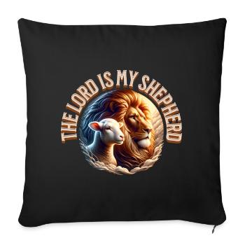 Force du troupeau de lions et de moutons - Housse de coussin décorative 45 x 45 cm - noir - Devant