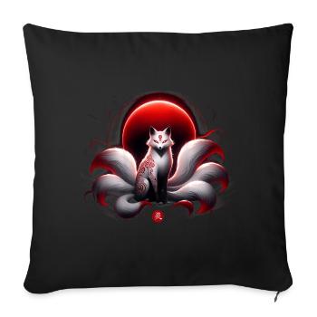Crimson Kitsune Moon - Sofa pillowcase 17,3'' x 17,3'' (45 x 45 cm) - black - Front