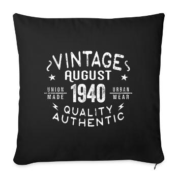 August 1940 Birthday Gift August 1940 Retro - Sofa pillowcase 17,3'' x 17,3'' (45 x 45 cm) - black - Front