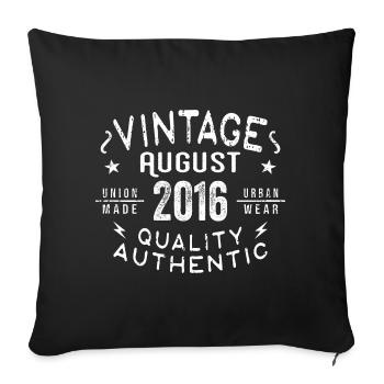 August 2016 Birthday Gift August 2016 Retro - Sofa pillowcase 17,3'' x 17,3'' (45 x 45 cm) - black - Front