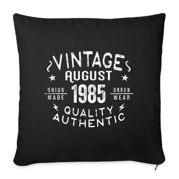 Août 1985 Cadeau d’anniversaire Août 1985 Rétro - Housse de coussin décorative 45 x 45 cm - noir - Devant