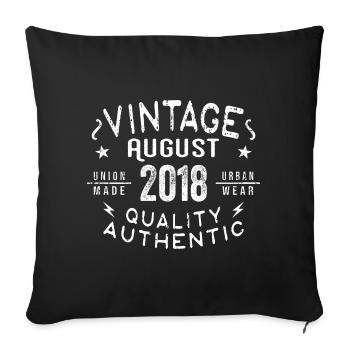 August 2018 Birthday Gift August 2018 Retro - Sofa pillowcase 17,3'' x 17,3'' (45 x 45 cm) - black - Front