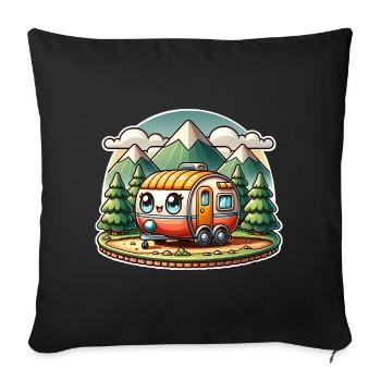 Camping Camper Caravan Children - Sofa pillowcase 17,3'' x 17,3'' (45 x 45 cm) - black - Front