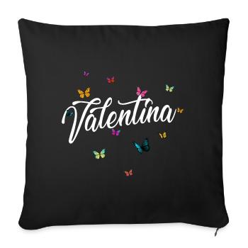 VALENTINA - Nom de la fille et papillons colorés - Housse de coussin décorative 45 x 45 cm - noir - Devant