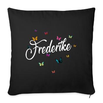 FREDERIKE - Nom de la fille et papillons colorés - Housse de coussin décorative 45 x 45 cm - noir - Devant