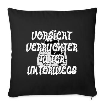 Attention aux vieux fous sur la route - Housse de coussin décorative 45 x 45 cm - noir - Devant