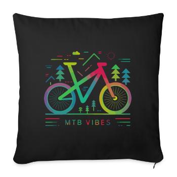 Vibrant Mountain Bike Trail Illustration - Sofa pillowcase 17,3'' x 17,3'' (45 x 45 cm) - black - Front
