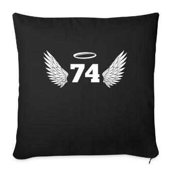 Number 74 Angel - 74th Birthday Wings - Sofa pillowcase 17,3'' x 17,3'' (45 x 45 cm) - black - Front