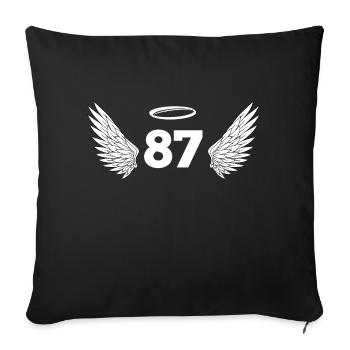 Numéro 87 ange - 87e anniversaire ailes - Housse de coussin décorative 45 x 45 cm - noir - Devant