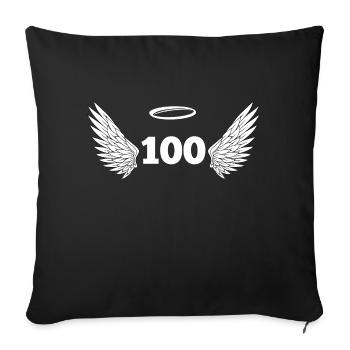 Numéro 100 ange - 100e anniversaire ailes - Housse de coussin décorative 45 x 45 cm - noir - Devant