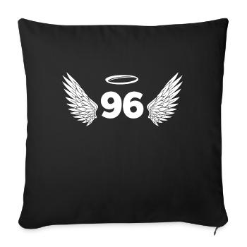 Nummer 96 Engel - Flügel zum 96. Geburtstag - Sofakissenbezug 45 x 45 cm - Schwarz - Vorne