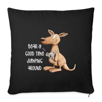Droll kangaroo with koala bear Good Time - Sofa pillowcase 17,3'' x 17,3'' (45 x 45 cm) - black - Front