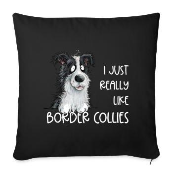 Droll border collie chien dicton - Housse de coussin décorative 45 x 45 cm - noir - Devant