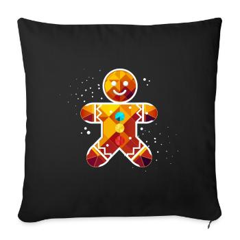 Homme en pain d’épice coloré - Design de Noël coloré - Housse de coussin décorative 45 x 45 cm - noir - Devant