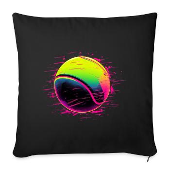 Balle de tennis style synthwave - Housse de coussin décorative 45 x 45 cm - noir - Devant