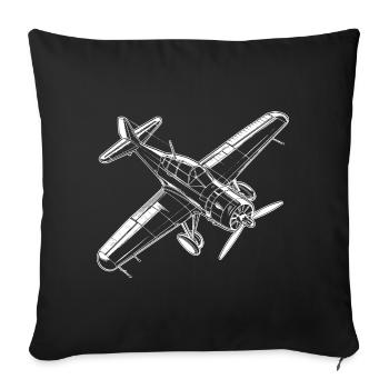 Propeller plane - Sofa pillowcase 17,3'' x 17,3'' (45 x 45 cm) - black - Front