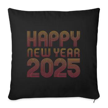 Happy New Year 2025 - Sofa pillowcase 17,3'' x 17,3'' (45 x 45 cm) - black - Front