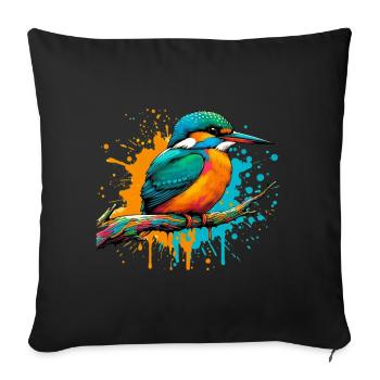 Martin-pêcheur - Housse de coussin décorative 45 x 45 cm - noir - Devant
