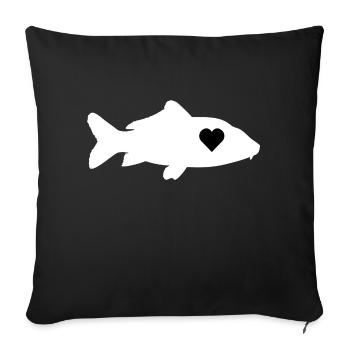 Karpfen Liebe Herz Fische Angeln Geschenk - Sofakissenbezug 45 x 45 cm - Schwarz - Vorne