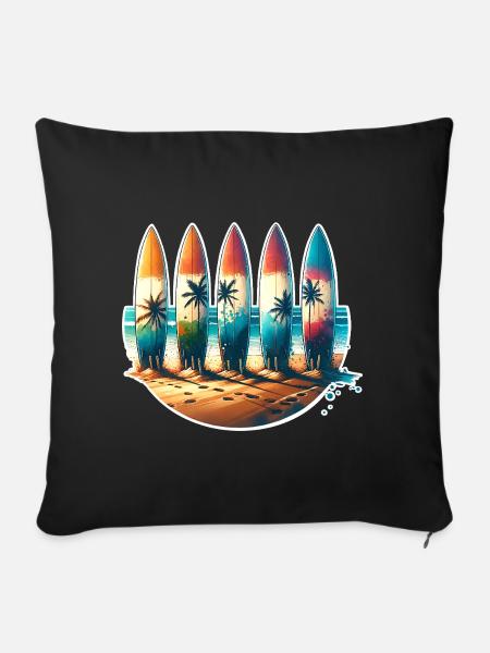 Surfen Surfer - Sofakissenbezug 45 x 45 cm - Schwarz
