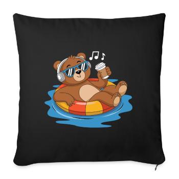 Ours froid dans la piscine - Housse de coussin décorative 45 x 45 cm - noir - Devant