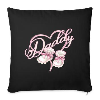 Papa avec fille coeur bébé chaussures rose - Housse de coussin décorative 45 x 45 cm - noir - Devant