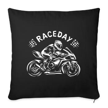 Motorcycle Raceday Superbike - Biker and Racing - Sofa pillowcase 17,3'' x 17,3'' (45 x 45 cm) - black - Front