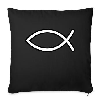Jesus Fish Symbol - Sofa pillowcase 17,3'' x 17,3'' (45 x 45 cm) - black - Front